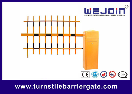 Màu vàng 4m Three Fence Arm Barrier Gate DC24V Brushless Motor tự động đảo ngược trên trở ngại